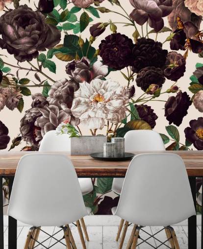 mörklila blommor tapeter