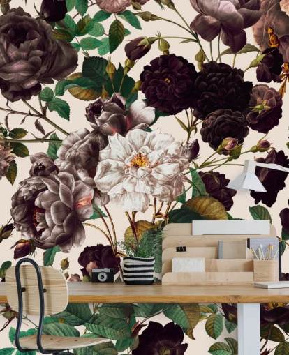 papel pintado de flores moradas oscuras