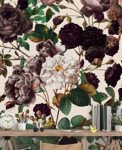 mørk lilla blomster tapet