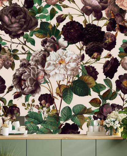 papel pintado de flores moradas oscuras