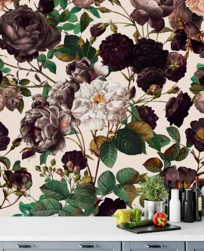 mørk lilla blomster tapet