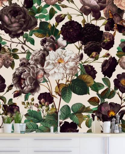 mørk lilla blomster tapet