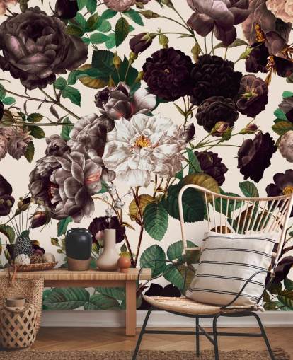 dunkel lila Blumen Papiertapete dunkel lila Blumen Papiertapete
