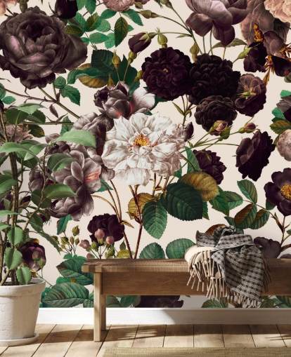 papel pintado de flores moradas oscuras