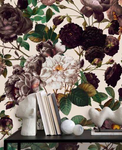 papel pintado de flores moradas oscuras