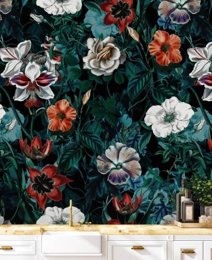 vita och röda blommor på grön bakgrundsbild vita och röda blommor på grön bakgrundsbild