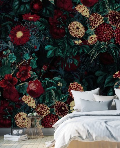 kastanienbraune Blumentapete