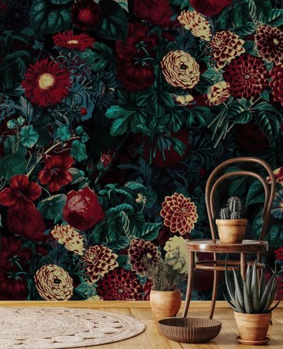 papel de parede flor marrom