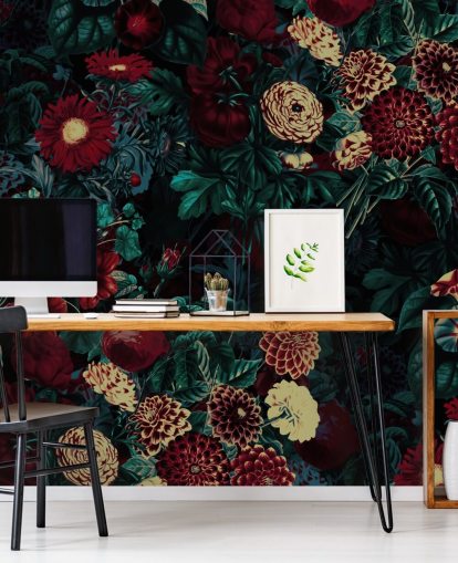 kastanienbraune Blumentapete