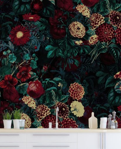 papel de parede flor marrom