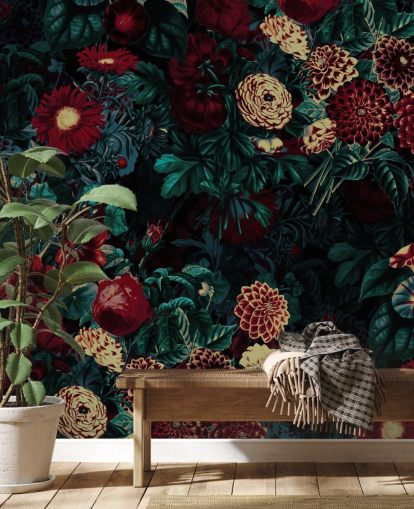 rødbrun blomst tapet