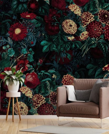 kastanienbraune Blumentapete