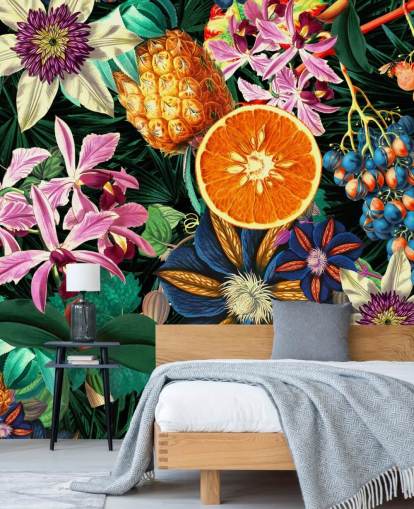 papel pintado de frutas y flores