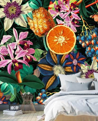 papel de parede de frutas e flores