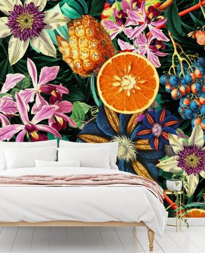 papel de parede de frutas e flores
