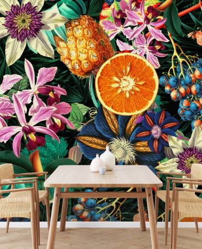 fruit and flowers wallpaper