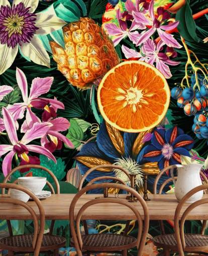 fruit and flowers wallpaper