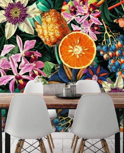 fruit and flowers wallpaper