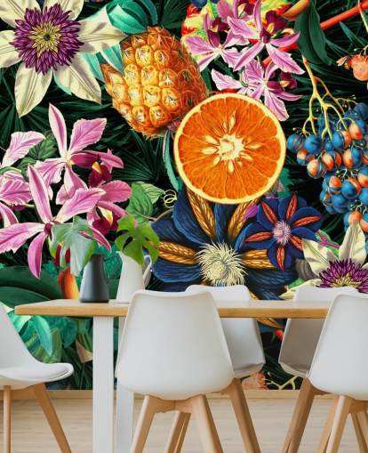 fruit and flowers wallpaper