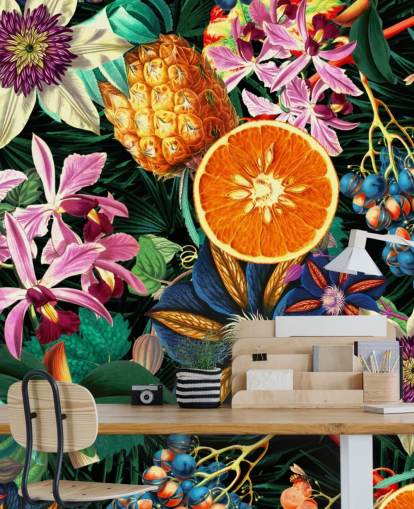 papier peint de fruits et de fleurs