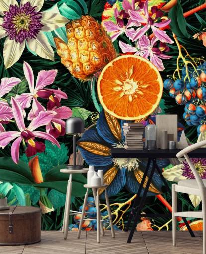 fruit and flowers wallpaper