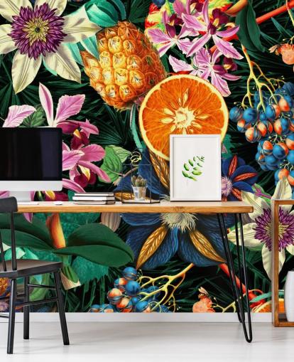 frukt og blomster tapet