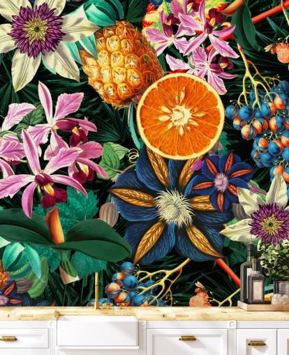 carta da parati frutta e fiori