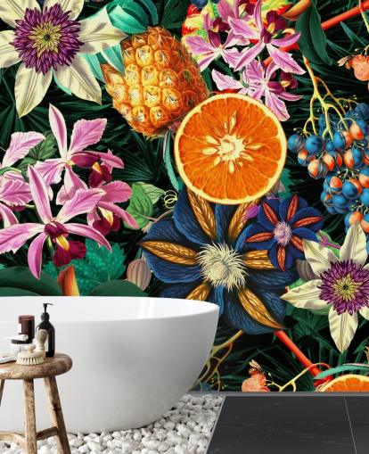 fruit and flowers wallpaper