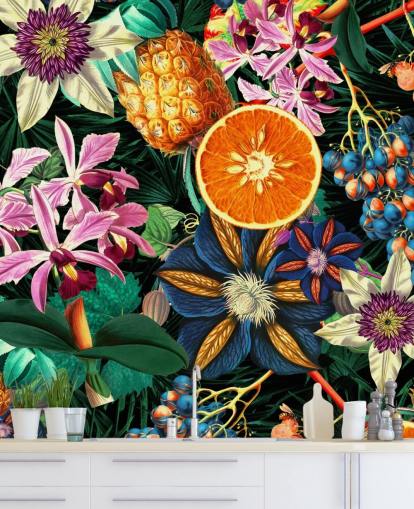 frukt og blomster tapet