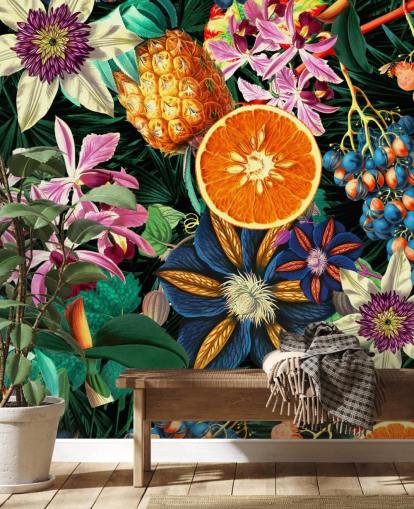 fruit and flowers wallpaper