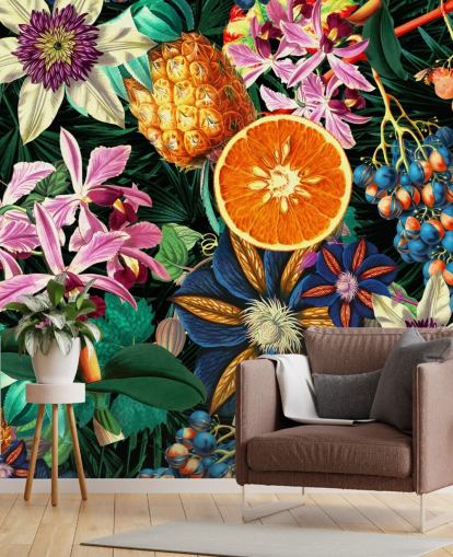 fruit and flowers wallpaper