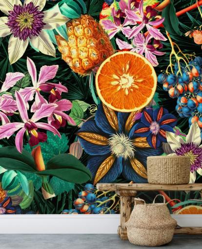 fruit and flowers wallpaper