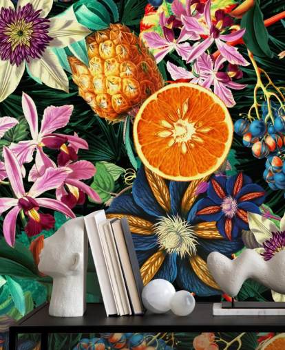 frukt og blomster tapet