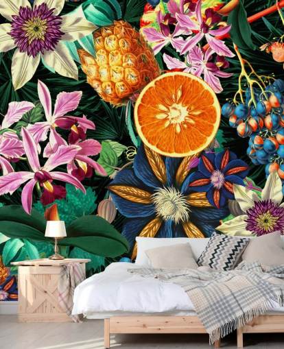 frukt och blommor tapeter