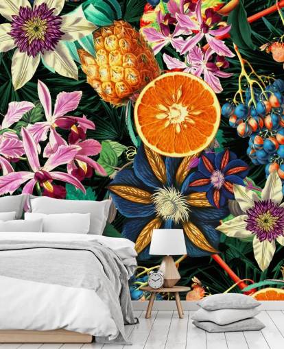 fruit- en bloemenbehang