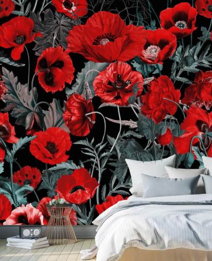 dark red poppies wallpaper