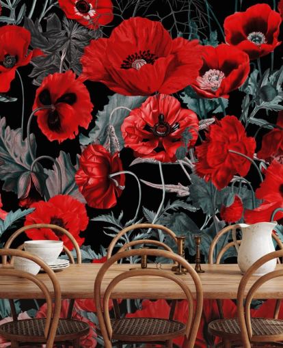 papel pintado amapolas rojo oscuro papel pintado amapolas rojo oscuro