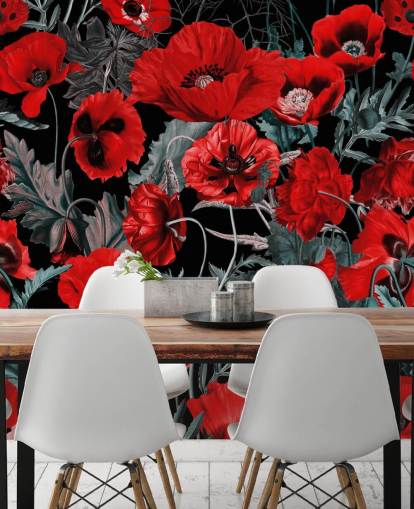 dark red poppies wallpaper