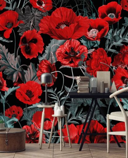 dark red poppies wallpaper