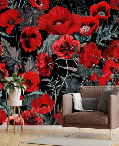 dunkelrote Mohnblumen Tapete dunkelrote Mohnblumen Tapete