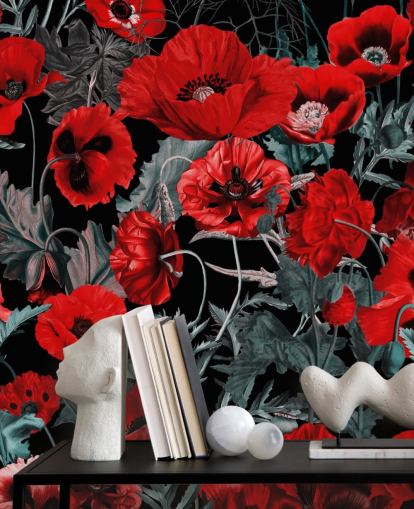 dark red poppies wallpaper