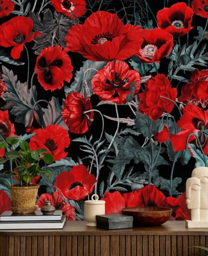 papier peint coquelicots rouge foncé papier peint coquelicots rouge foncé