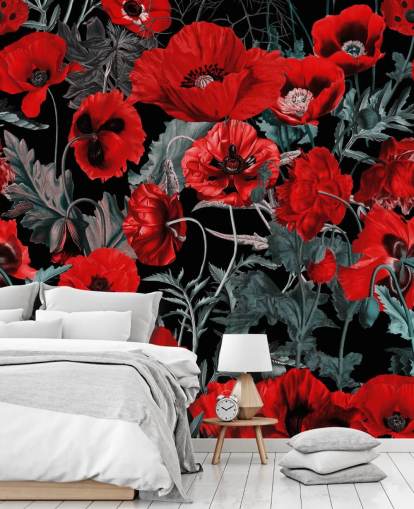 papel pintado amapolas rojo oscuro papel pintado amapolas rojo oscuro