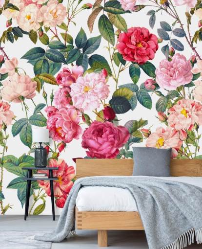 rosas e folhas papel de parede