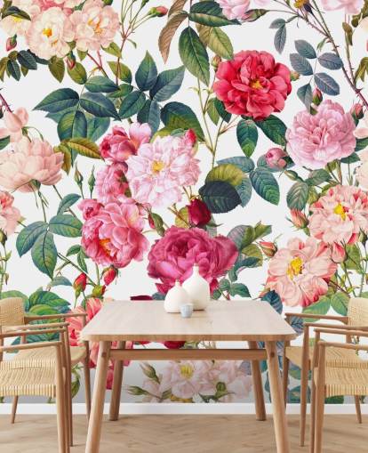 rosas e folhas papel de parede