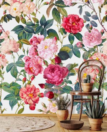 papel pintado de rosas y hojas papel pintado de rosas y hojas