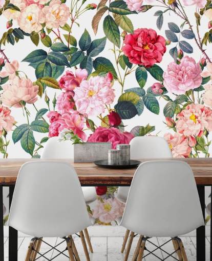 roses and leaves wallpaper