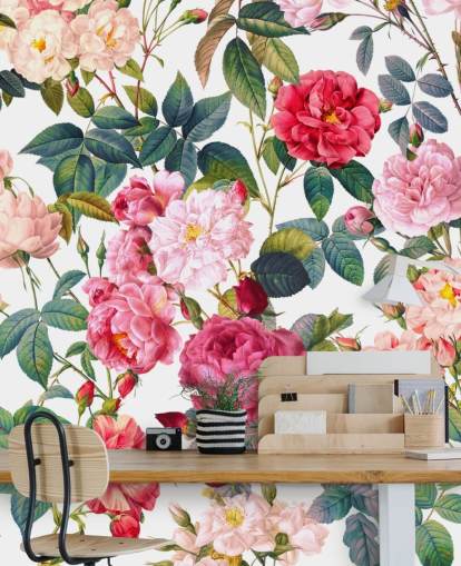 papier peint roses et feuilles papier peint roses et feuilles