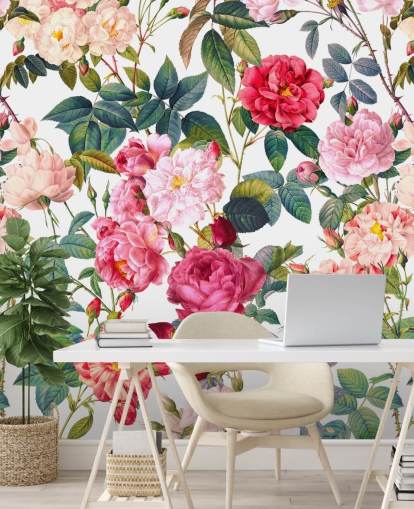 roses and leaves wallpaper