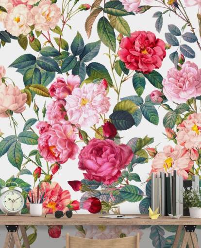 roses and leaves wallpaper